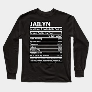 Jailyn Name T Shirt - Jailyn Nutritional and Undeniable Name Factors Gift Item Tee Long Sleeve T-Shirt